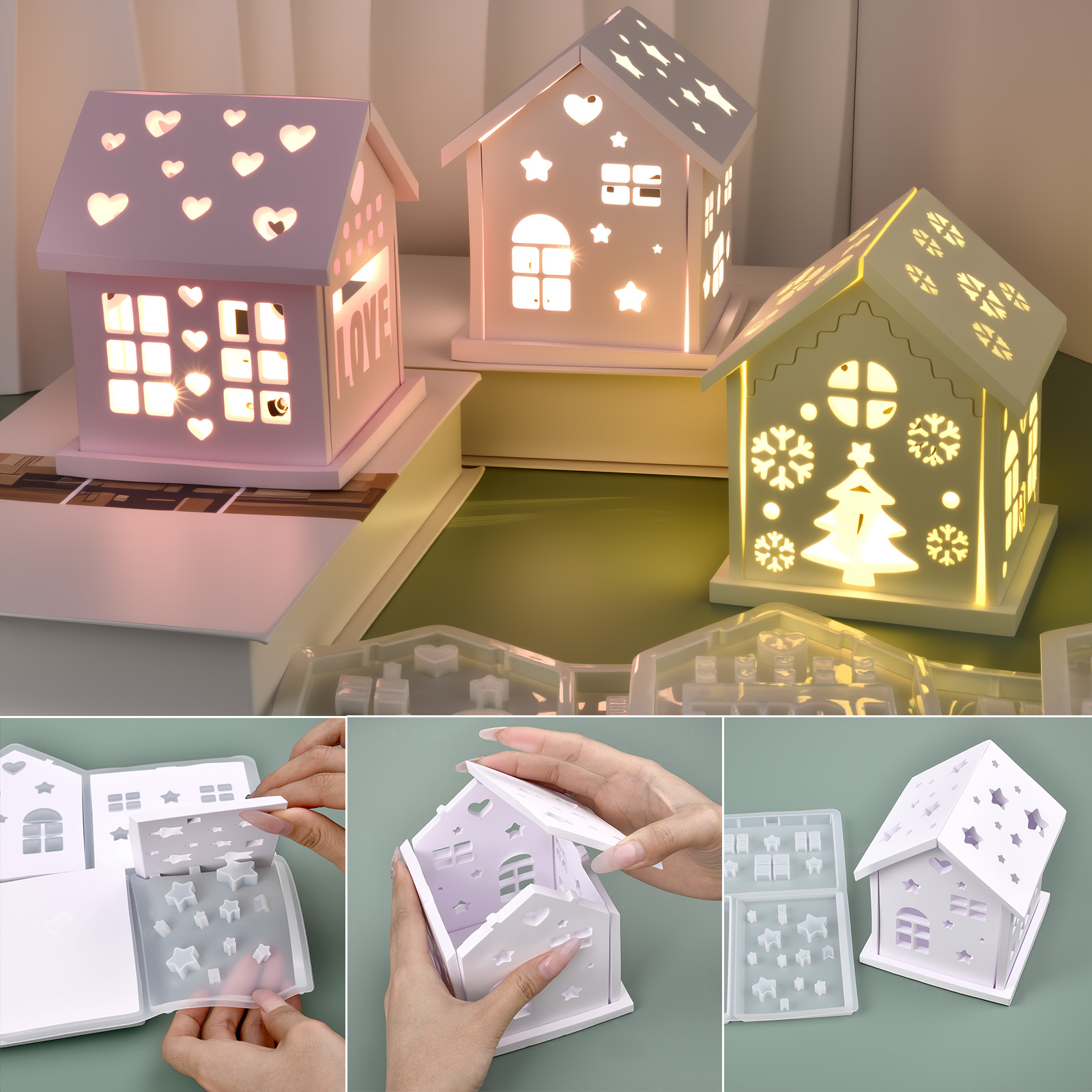 Candle Making Things - Moule 3D en Silicone pour maison,