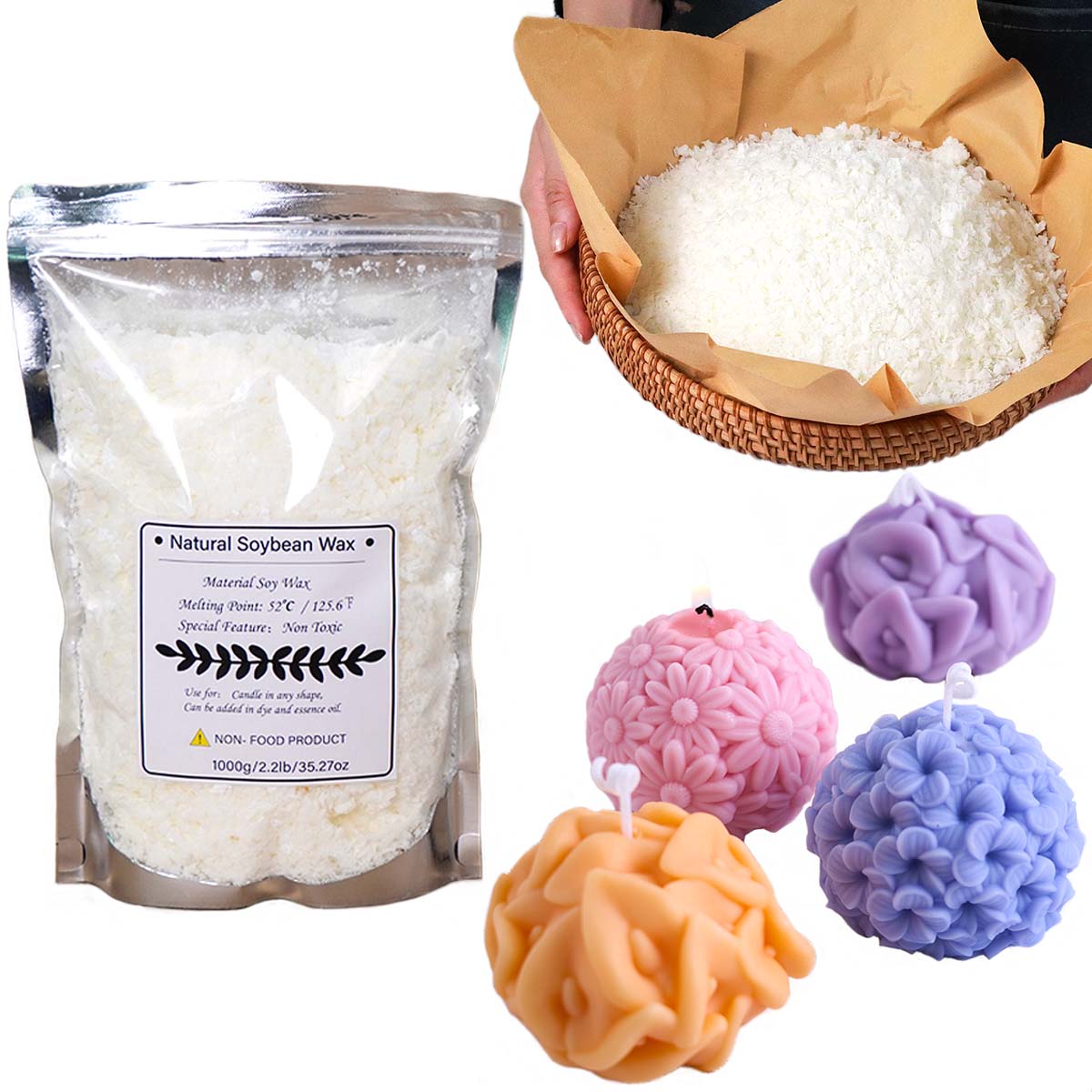 Candle Making Raw Material - Flocons de cire de soja naturelle,