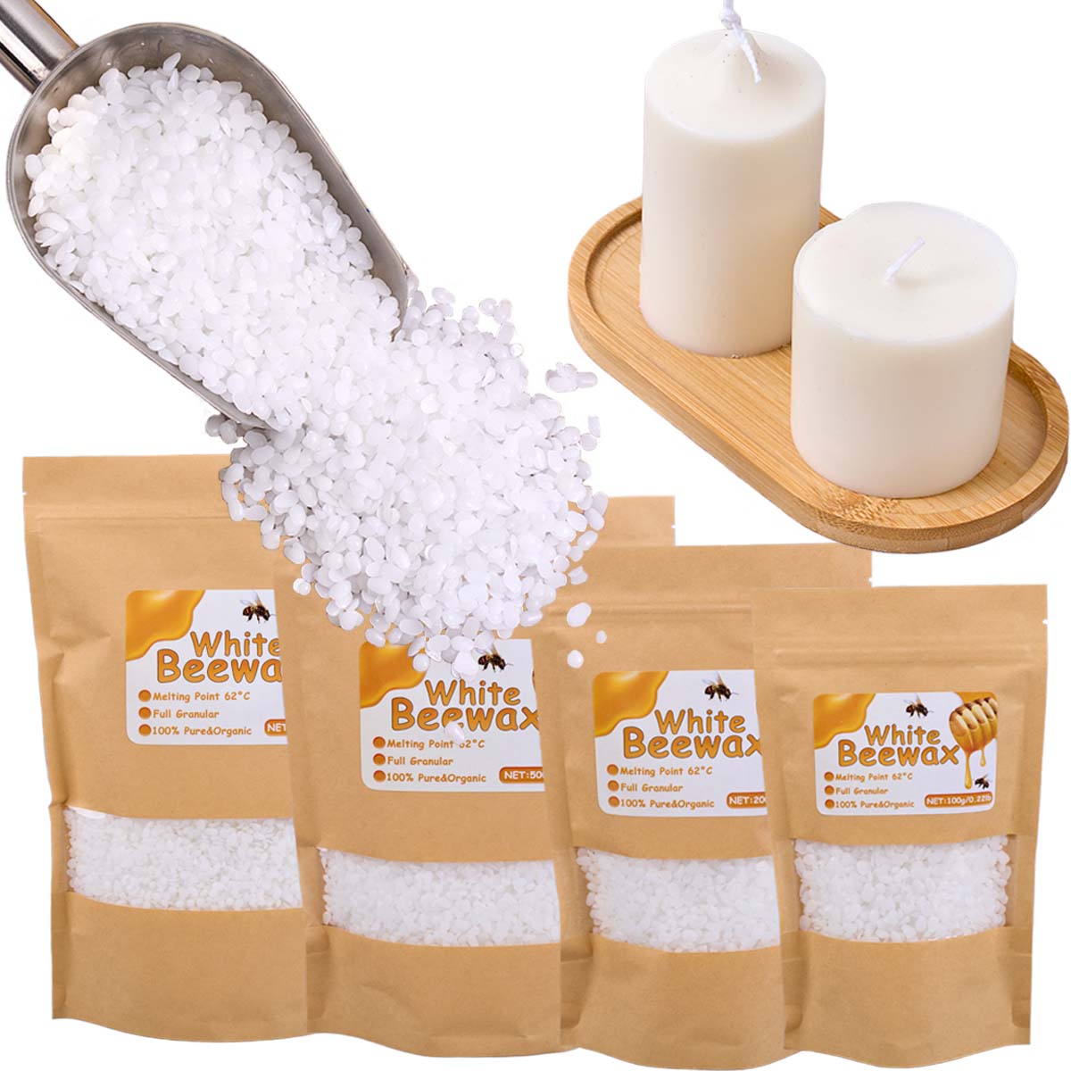 Candle Making With Beeswax - Cire d'abeille blanche Pure naturelle granulaire,